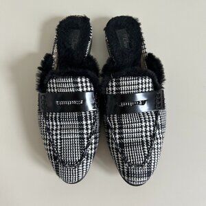 J. Crew Black and White Houndstooth Mules